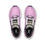 On Cloudmonster 3 women's road running shoes in black and white, featuring lightweight design and cushioned soles for comfort.
