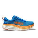 Men's Hoka Bondi 8 running shoes in D-width with a sleek design, showcasing the lightweight, cushioned shoe on a neutral background.