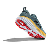 Men's Hoka Bondi 8 running shoes in D-width with a sleek design, showcasing the breathable upper and cushioned sole.