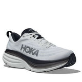 Men's Hoka Bondi 8 running shoes in D-width, featuring a sleek design with supportive cushioning and breathable mesh uppers.