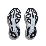 Men's Hoka Bondi 8 running shoes in D-width, featuring white and black design with supportive cushioning and durable outsole.