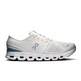 On Cloud X 4 men's training shoes in ivory and steel, featuring lightweight design and breathable mesh for active workouts.