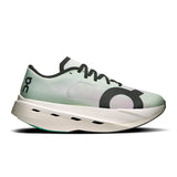 On Cloudboom Volt women's road running shoes in limited edition Iceberg and Sakura colors, with sleek athletic design.