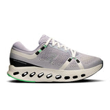 Women’s On Cloudsurfer 2 road running shoes in gray and blue with cushioned soles and breathable mesh uppers.