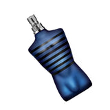Jean Paul Gaultier Ultra Male Intense men's fragrance bottle with sleek black design and silver accents.