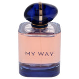 Giorgio Armani My Way Intense 3 oz refillable Eau de Parfum spray bottle with elegant design and floral accents.