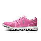 On Cloud 6 women's running shoes in white and gray, featuring breathable mesh uppers and cushioned soles for active life wear.
