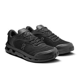 Men's On Cloudzone Moon active life shoes in black with blue accents, featuring lightweight design and cushioned soles.