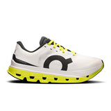 On Cloudflow 5 women's road running shoes in black and white, showcasing lightweight design and cushioned soles for running comfort.
