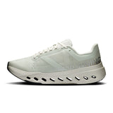 Women's On Cloudsurfer Next road running shoes in black and white with cushioned soles and breathable mesh uppers.