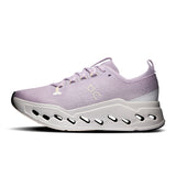 Women’s On Cloudsurfer Max road running shoes with cushioned sole and sleek design, featuring breathable mesh upper and On branding.