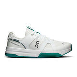 Men's On THE ROGER Clubhouse Pro 2 tennis shoes with white and navy design, featuring cushioned soles and breathable mesh uppers.