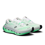 Women's On Cloudrunner 3 Max road running shoes in grey with black and white accents, featuring cushioned soles and breathable mesh.