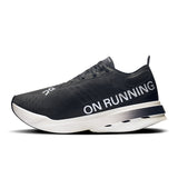 Women's On Cloudboom Strike road running shoes with supportive design and lightweight mesh upper, ideal for speed and comfort.