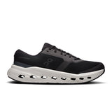 Men's On Cloudrunner 3 road running shoes in black with white accents, featuring lightweight cushioning and breathable mesh uppers.