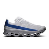 Men's On Cloudmonster Void active life sneakers with black and white design, showcasing the lightweight, cushioned running shoes.