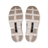 On Cloudmonster Void women's active life shoes in pearl and desert colors, featuring a modern athletic design with cushioned soles.