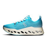 Women's On Cloudsurfer Max road running shoes in gray with cushioned soles, designed for comfortable, high-performance running.