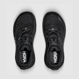 Black Hoka Gaviota 6 wide women's running shoes with supportive design and cushioned soles, featuring a sleek black upper.