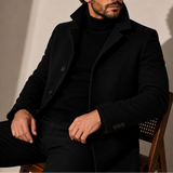 Men’s tailored stand collar winter coat by Zexov, featuring a sleek design and warm fabric for cold weather.