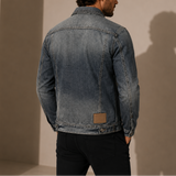 Men’s vintage denim jacket by Zexov with retro washed casual style, featuring classic denim fabric and button-front design.