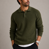 Men’s slim fit knit sweater with lapel collar by Zexov, featuring a stylish collar and fitted design in a cozy knit fabric.