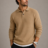 Men’s slim fit knit sweater with lapel collar by Zexov, featuring a classic design in cozy, high-quality fabric.