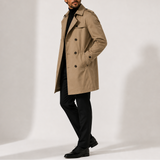 Men's double-breasted trench coat jacket by Zexov, stylish smart casual men's outerwear with classic design and tailored fit.