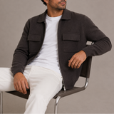 Men’s Zexov zip-up knit jacket with a collar and chest pockets, featuring a stylish, comfortable cardigan design.