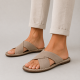 Men’s suede cross-strap sandals by Zexov with breathable design and summer comfort, featuring soft suede straps and sturdy sole.