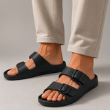 Men’s lightweight adjustable slide sandals by Zexov with cushioned straps and textured footbed for everyday comfort.