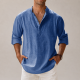 Men’s lightweight cotton linen summer shirt by Zexov, featuring breathable fabric and casual fit in a relaxed style.