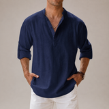 Men’s lightweight cotton linen summer shirt by Zexov, featuring breathable fabric and casual fit for warm weather wear.