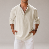 Men’s lightweight cotton linen summer shirt by Zexov, featuring a breathable, casual design ideal for warm weather.