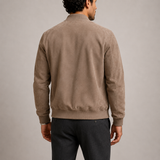 Men’s suede bomber jacket by Zexov, lightweight and stylish, featuring a classic fit with ribbed cuffs and collar.