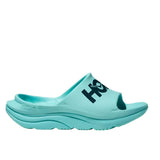 Hoka athletic slide shoes in black with cushioned straps, designed for comfort and casual wear.