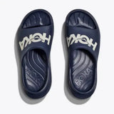 Hoka athletic slide shoes in varsity color with cushioned soles and open-toe design, ideal for casual wear and comfort.