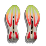 Hoka Cielo X1 3.0 running shoes in neon yellow and thyme green with breathable mesh upper and cushioned sole.