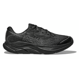 Kids' Hoka Rincon 4 running shoes in black with a sleek design, featuring cushioned soles for comfort and support.