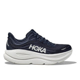 Men's Hoka Bondi 9 Wide running shoes in navy with a supportive, cushioned design and wide 2E width for comfort.