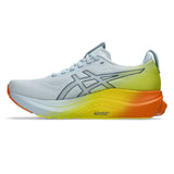 Men's ASICS GEL-Kayano 32 stability trainers in sky lemon color, featuring supportive design and breathable mesh.