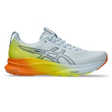Men's ASICS GEL-Kayano 32 stability trainers in sky lemon color, featuring supportive design and cushioned sole for running comfort.
