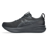 Men's ASICS GEL-Kayano 33 Wide stability trainers in black with supportive design and cushioned sole for comfortable running.