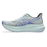 Men's ASICS GlideRide Max 2 neutral daily trainers in Cold Moss and Cobalt Burst with a sleek athletic design.