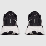 Women's Hoka Arahi 9 running shoes in black and white with double back design, B-width, showcasing the sporty athletic style.