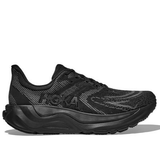 Men's Hoka Arahi 8 running shoes in black with D-width, featuring supportive design and cushioned soles for comfort.