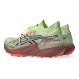 Unisex ASICS Metafuji Trail 2 trail running shoes in illuminate yellow and dark aubergine with rugged outsole design.