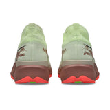 Unisex ASICS Metafuji Trail 2 trail running shoes in yellow and dark aubergine with rugged outsole and breathable mesh upper.