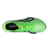 Unisex ASICS Metaspeed Edge Tokyo road racing shoes in green and black with sleek design and lightweight construction.