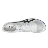 Unisex ASICS Metaspeed SP 2 track and field running shoes in white with cobalt burst accents.